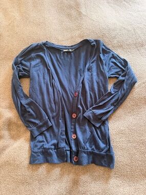 Anquiet Navy Button Cardigan